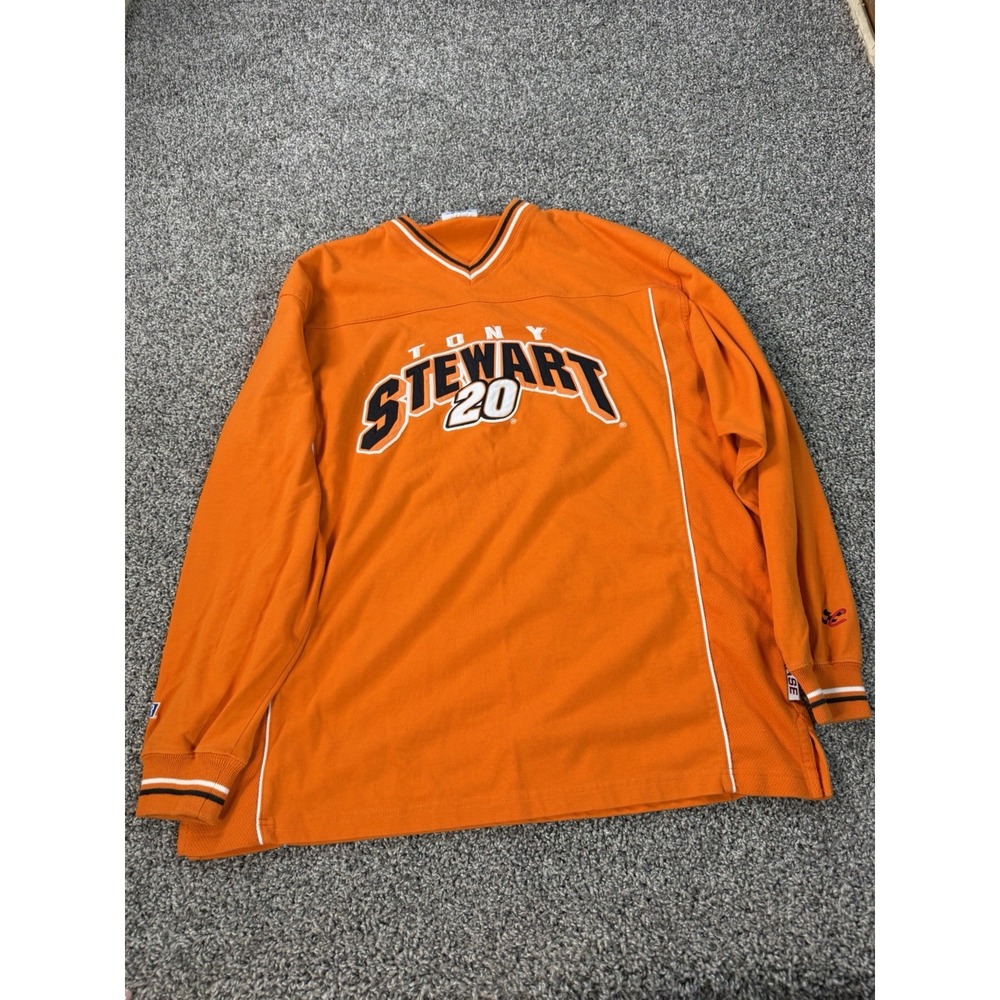 Vintage Y2K Tony Stewart NASCAR Pullover Sweatshirt Men's Size XL Orange